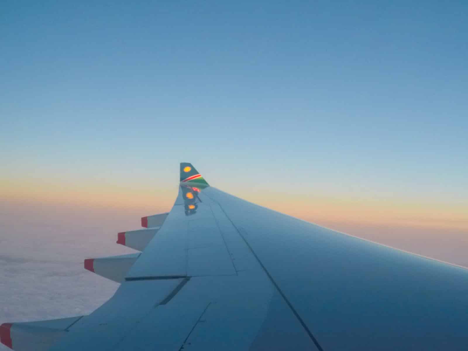 Flug über den Wolken Richtung Namibia